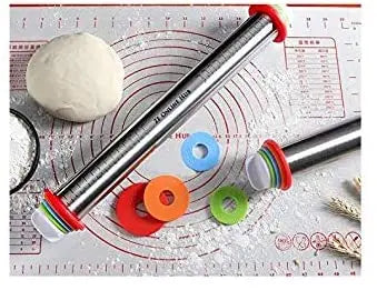 Pack of 5 Baking Utensils. Silicone Baking Mat (Size 40x60cm), Dough Scraper, Rolling Pin, Silicone Spatula and Brush. Baking gift for baking lovers pattanaustralia